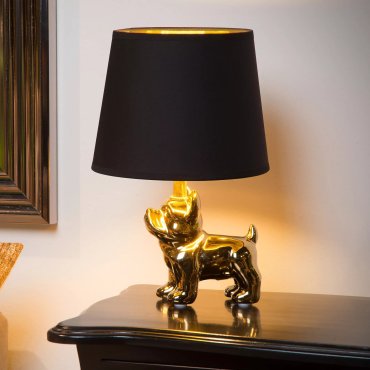 SHOWROOMMODEL - Lucide Extravaganza Sir Winston - tafellamp - Ø 21 x 31,5 cm - zwart en goud