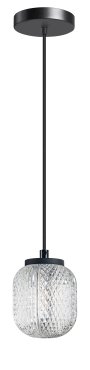 ETH Kristel - hanglamp - Ø 15 x 200 cm - transparant en zwart