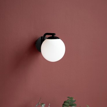 Nordlux Grant - wandverlichting met schakelaar - 14,5 x 16,4 cm - zwart en opaal wit