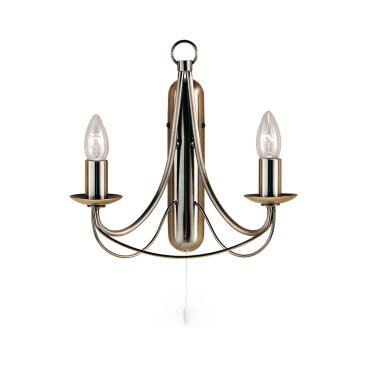 Searchlight Maypole - wandverlichting met trekschakelaar - 31 x 31 cm - antiek messing