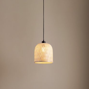 Nova Luce Intra - hanglamp - Ø 23 x 130 cm - natuurlijk bamboe en zwart