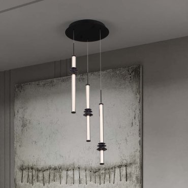 Nova Luce Stalactite - hanglamp - Ø 35 x 170 cm - 18W dimbare LED incl. - zandzwart