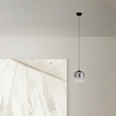 Nova Luce Aelia - hanglamp - Ø 14 x 150 cm - 3W LED incl. - mat zwart en rokerig grijs