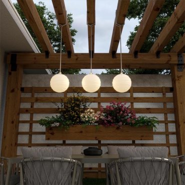 New Garden Sora - oplaadbare hanglamp op afstandsbediening - Ø 24,4 cm - LED incl. - IP65 - grijs - RGB + witte lichtkleur