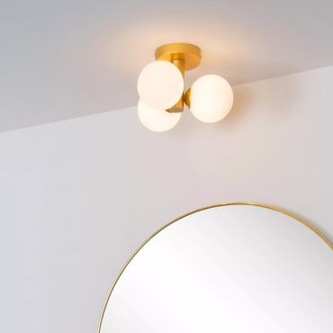 Lucide Trudy - planfondlamp - Ø 30 x 18 cm - IP44 - mat goud/messing