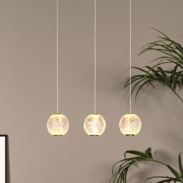 Lucide Cintra - hanglamp -  48 x 11 x 150 cm - 3 x 4,7W LED incl. - transparant en goud