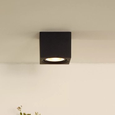 Lucide Fedler - opbouwspot - 12 x 12 x 8,5 cm - 12W dimbare LED incl. - dim to warm - zwart