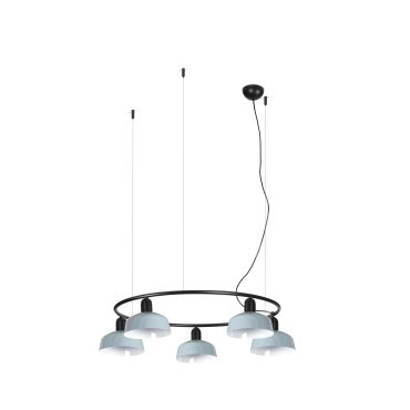 Faro Tatawin S - hanglamp - Ø 90 x 100 x 210 cm - satijnzwart en glanzend grijsblauw