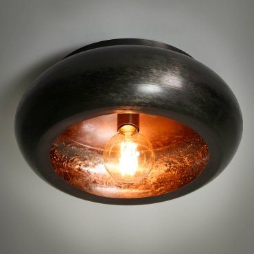 Vico Sky Round - plafondverlichting - Ø 42 x 18 cm - zwart nikkel