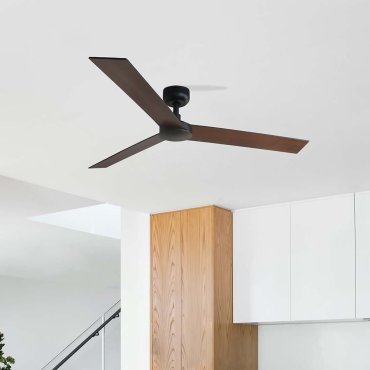Faro Rudder L - plafondventilator - Ø 132 cm - mat zwart en walnoot