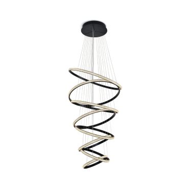 ONE Light Crystal Swirl - hanglamp - Ø 80 x 250 cm - 150W LED incl. - zwart