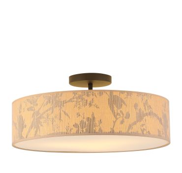 Searchlight Isla - plafondlamp - Ø 55 x 15 cm - bruin en zwart
