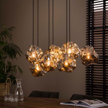 Vico Rock Chrome - hanglamp - 95 x 44 x 150 cm - chroom glas