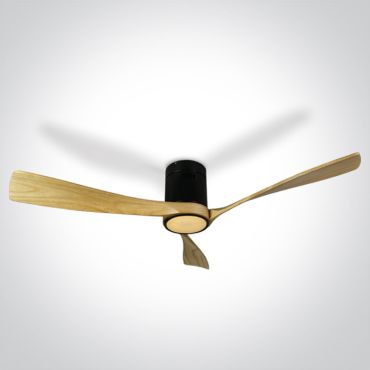 ONE Light Black Body - plafondventilator met licht en afstandsbediening - Ø 132 x 27 cm - zwart en lichtbruin