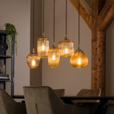 Vico Stripe glass - hanglamp - 20 x 120 x 150 cm - goud