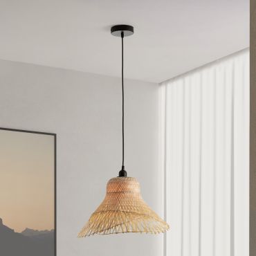 Nova Luce Aura - hanglamp - Ø 45 x 150 cm - rotan en zandzwart