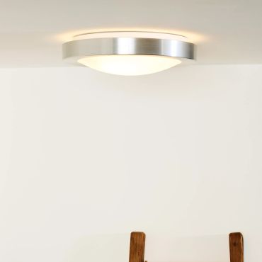 Lucide Fresh - plafondverlichting - Ø 35 x 9,5 cm - IP44 - geborsteld aluminium