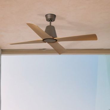 Faro Typhoon M - plafondventilator met afstandsbediening - Ø 127 cm - IP44 - bruin en maple