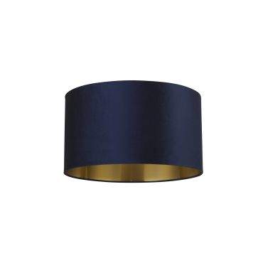 Searchlight Drum Shade - lampenkap - Ø 50 x 28 cm - marineblauw en geborsteld goud