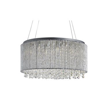 Searchlight Beatty - hanglamp - Ø 41 x 142 cm - chroom en transparant