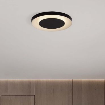 Nova Luce Pada - plafondlamp - Ø 60 x 5 cm - 37W dimbare LED incl. - zandzwart en wit