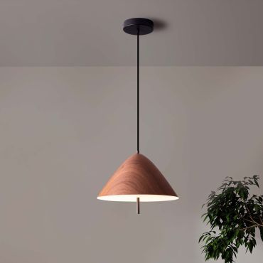 Nova Luce Oros - hanglamp - Ø 40 x 150 cm - 17W LED incl. - gezandstraald hout