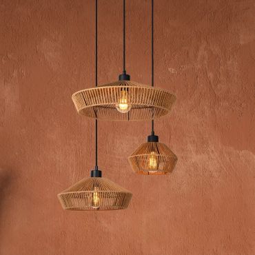 Lucide Yunkai - hanglamp - Ø 60 x 145 cm - hout