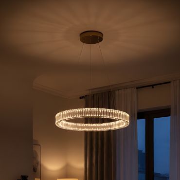 Nova Luce Aurelia - hanglamp - Ø 60 x 150 cm - 41W dimbare LED incl. - goud