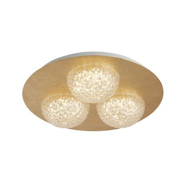 Searchlight Celestia - plafondverlichting - Ø 35 x 7,7 cm - 3 stappen dimmer - 20W LED incl. - goud en transparant