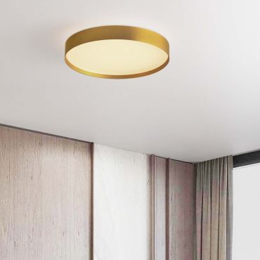 Nova Luce Roi - plafondlamp - Ø 40 x 8,5 cm - 37W dimbare LED incl. - geborsteld goud