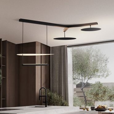 Nova Luce Diona - hanglamp - 120 x 150 x 100 cm - 81W dimbare LED incl. - zandzwart en wit