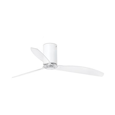 Faro Mini Tube - plafondventilator met afstandsbediening - Ø 128 cm - mat wit en transparant