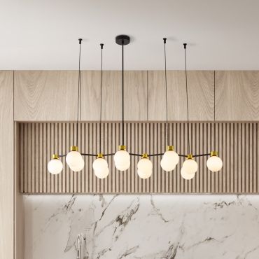 Nova Luce Ovalino - hanglamp - 107 x 157 x 47 cm - satijn goud, mat zwart en wit opaal