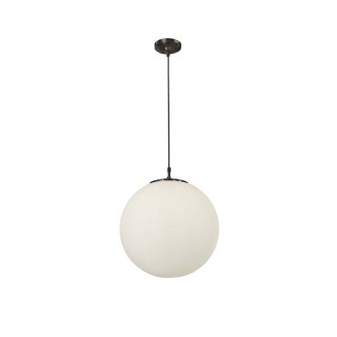 Searchlight Atom - hanglamp - Ø 40 x 120 cm - mat opaal en mat zwart