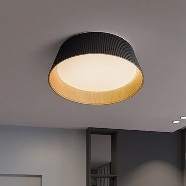 VK Lighting Aelia - plafondlamp - Ø 46 x 15 cm - 30W dimbare LED incl. - zwart en hout
