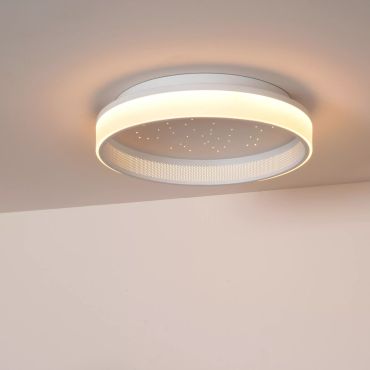 Lucide Estreja - plafondlamp met afstandsbediening - Ø 40 x 9 cm - 40W + 10W LED incl. - wit