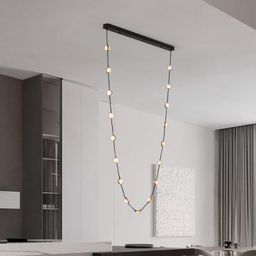 Nova Luce Alcinoe - hanglamp - 10 x 210 x 127 cm - 54W dimbare LED incl. - mat zwart en goud