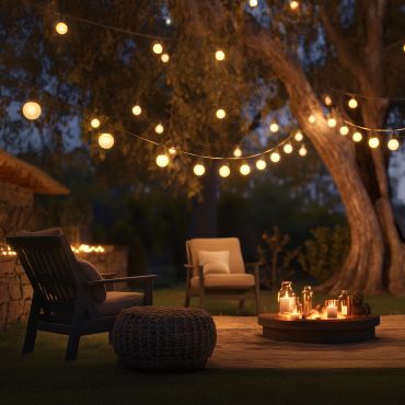 Century Italia Fiesta - 8,5m lichtslinger waarvan 3,34m snoer - 10 x 6W LED incl. - IP44 - zwart