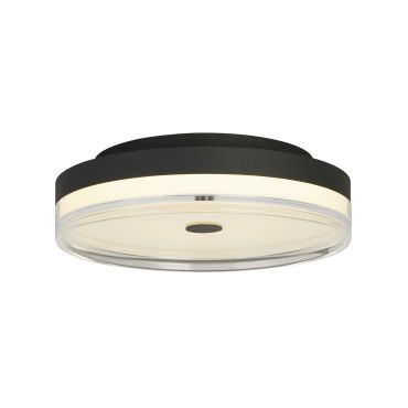 Searchlight Cyprus - plafondlamp - Ø 40 x 11 cm - 29W dimbare LED incl. - zwart en transparant