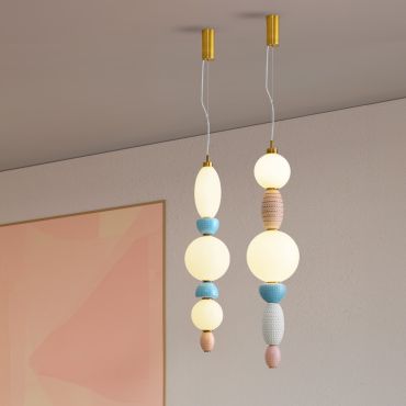 Nova Luce Obrie - hanglamp - Ø 20 x 215 cm - 27W LED incl. - messing goud, oranje en blauw
