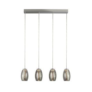 Searchlight Cyclone - hanglamp - 75,5 x 11,5 x 150 cm - 21W dimbare LED incl. - chroom en gerookt glas