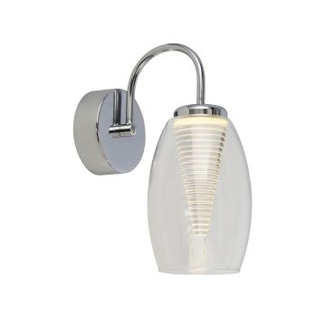 Searchlight Cyclone - wandverlichting met trekschakelaar - 11,5 x 26,5 cm - 6W LED incl. - chroom en transparant