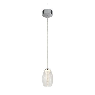 Searchlight Cyclone - hanglamp - Ø 11,5 x 120 cm - 6W LED incl. - chroom en transparant