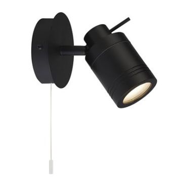 Searchlight Samson - wandverlichting met trekschakelaar - 10 x 16 cm - IP44 - zwart