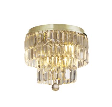 Searchlight Empire - plafondverlichting - Ø 34 x 33 cm - IP44 - satijn messing en champagne