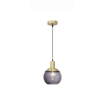 Nova Luce Aubrey - hanglamp - Ø 20 x 120 cm - grijs en messing