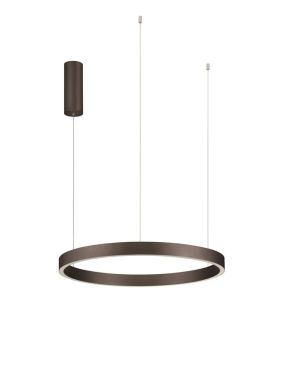 Nova Luce Elowen - hanglamp - Ø 60 x 150 cm - 60W dimbare LED incl. - geborsteld koffiebruin