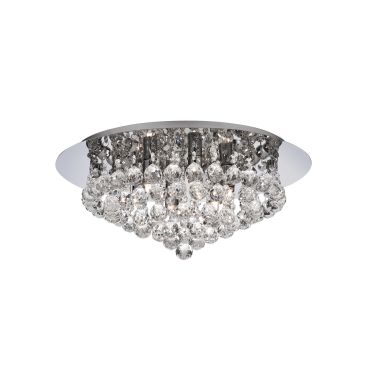 Searchlight Hanna - plafondverlichting - Ø 45 x 19,5 cm - chroom en transparant