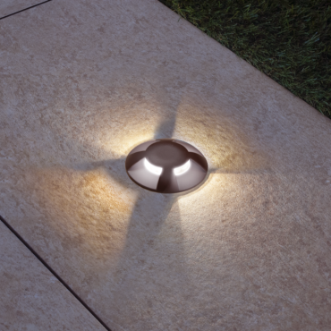 Century Italia Argo - grondspot met 4 vensters - Ø5,8 x 6,5 cm - 0,75W LED incl. - 3000K - IP67 - bruin