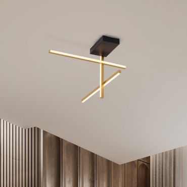 Nova Luce Antama - plafondlamp - 51 x 31 x 51 cm - 26W dimbare LED incl. - zandzwart en goud